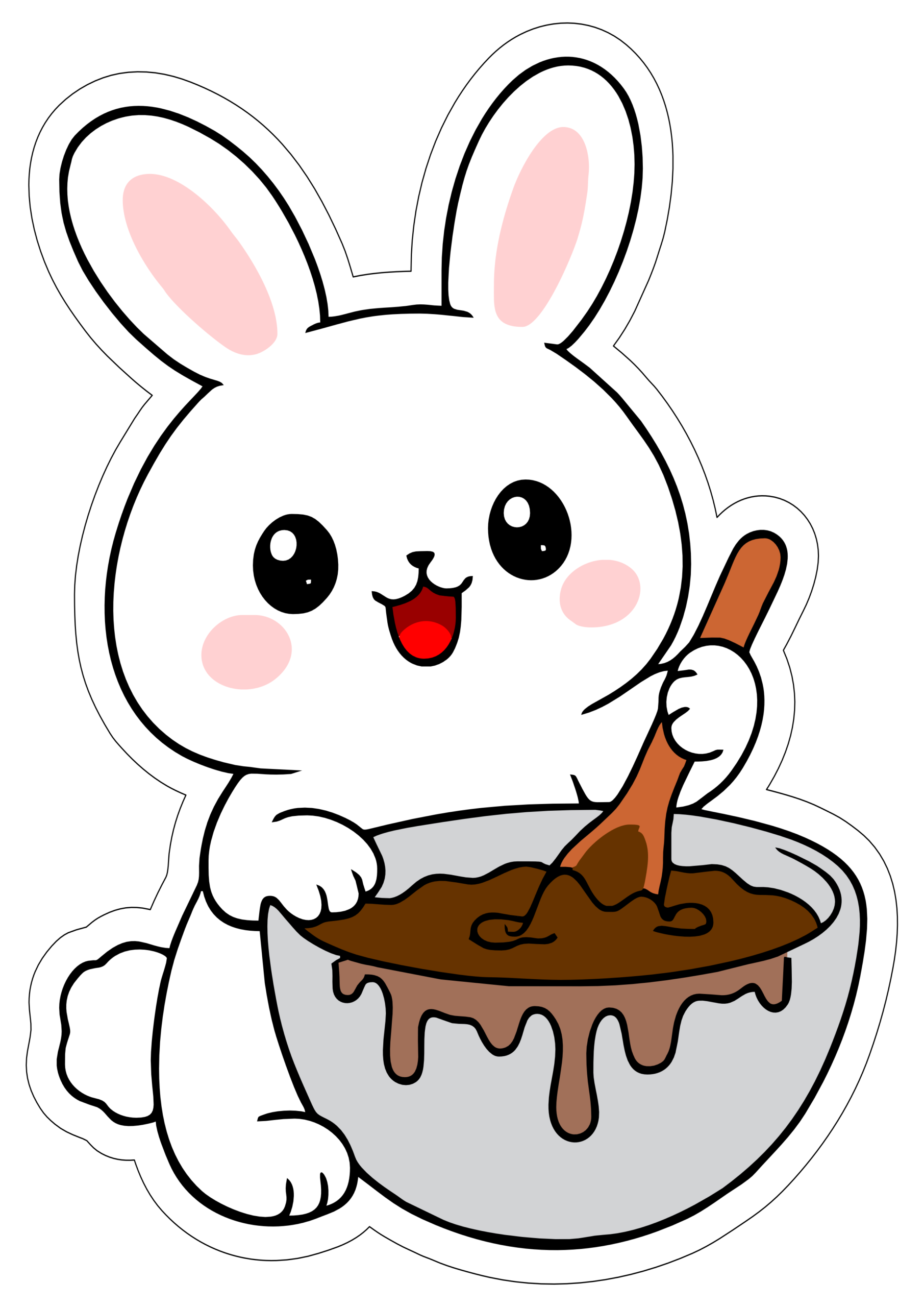Coelhinho da páscoa confeiteiro desenho simples chibi clipart png