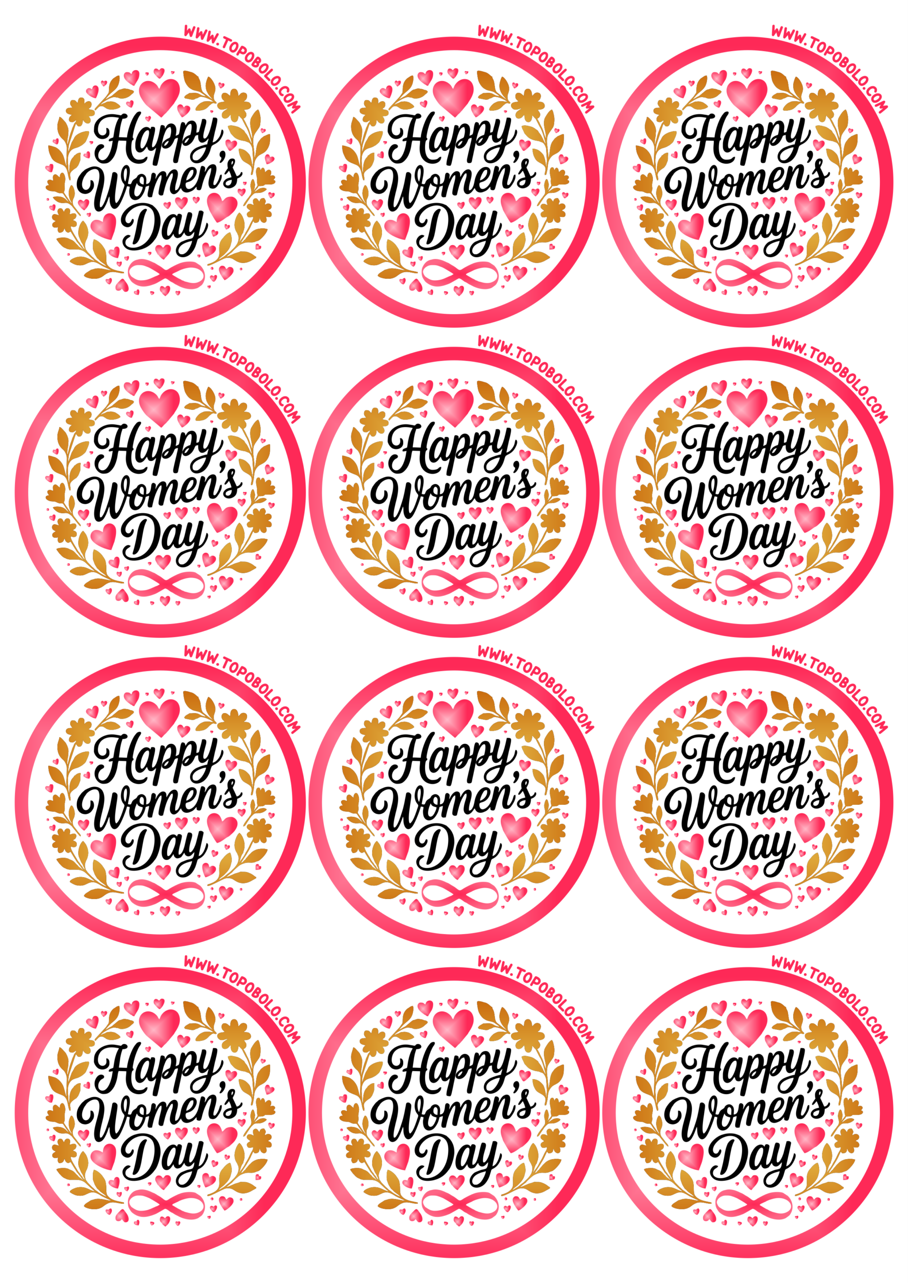 Happy womens day round sticker for decoration 8 march 12 images png