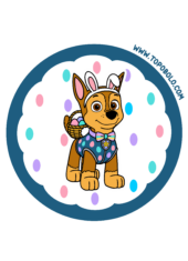 round sticker paw patrol happy easter chase