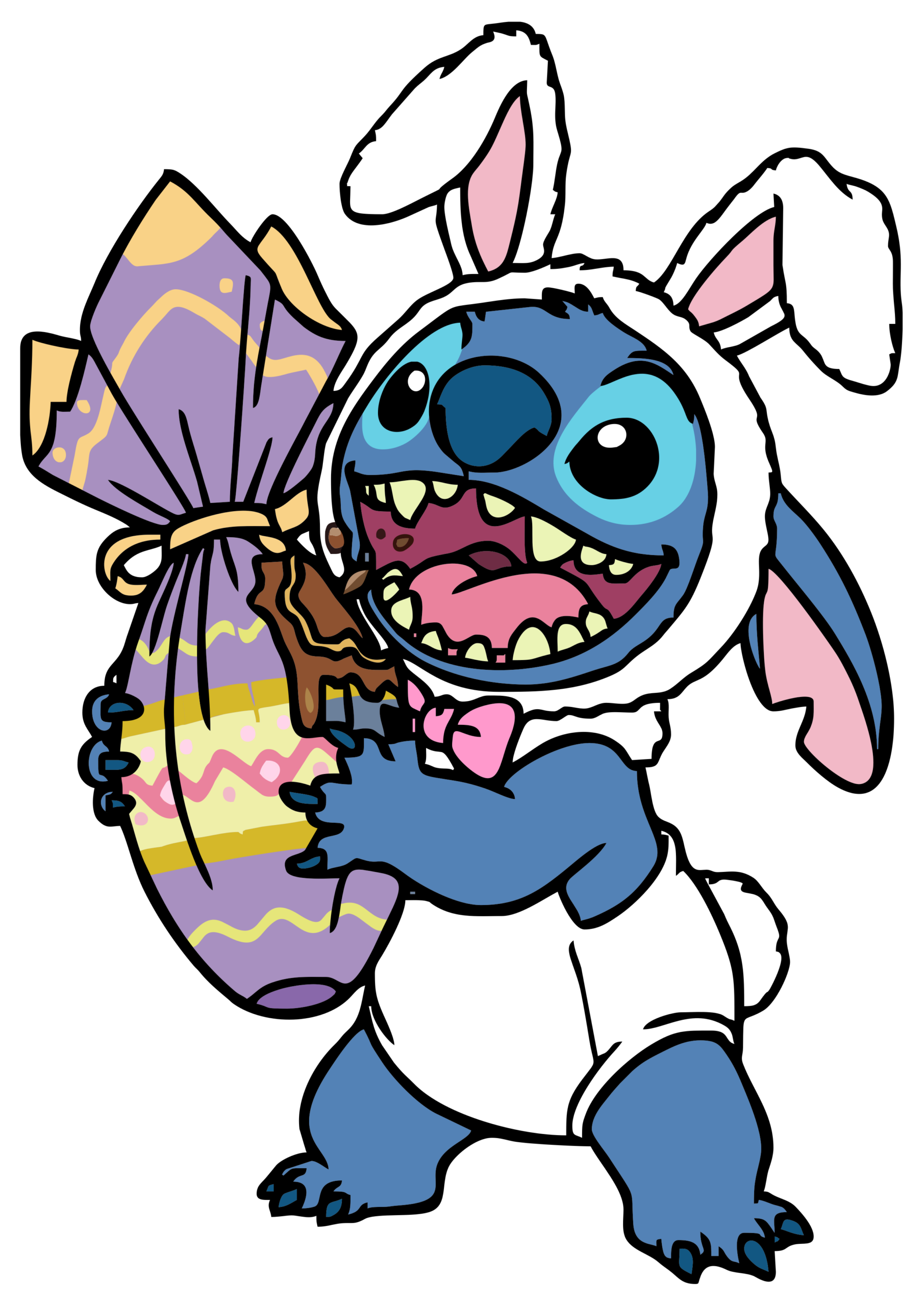 Desenho infantil Stitch fantasiado de coelhinho da páscoa png