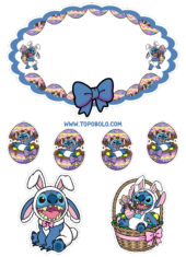 topo de bolo stitch fantasiado de coelhinho de páscoa