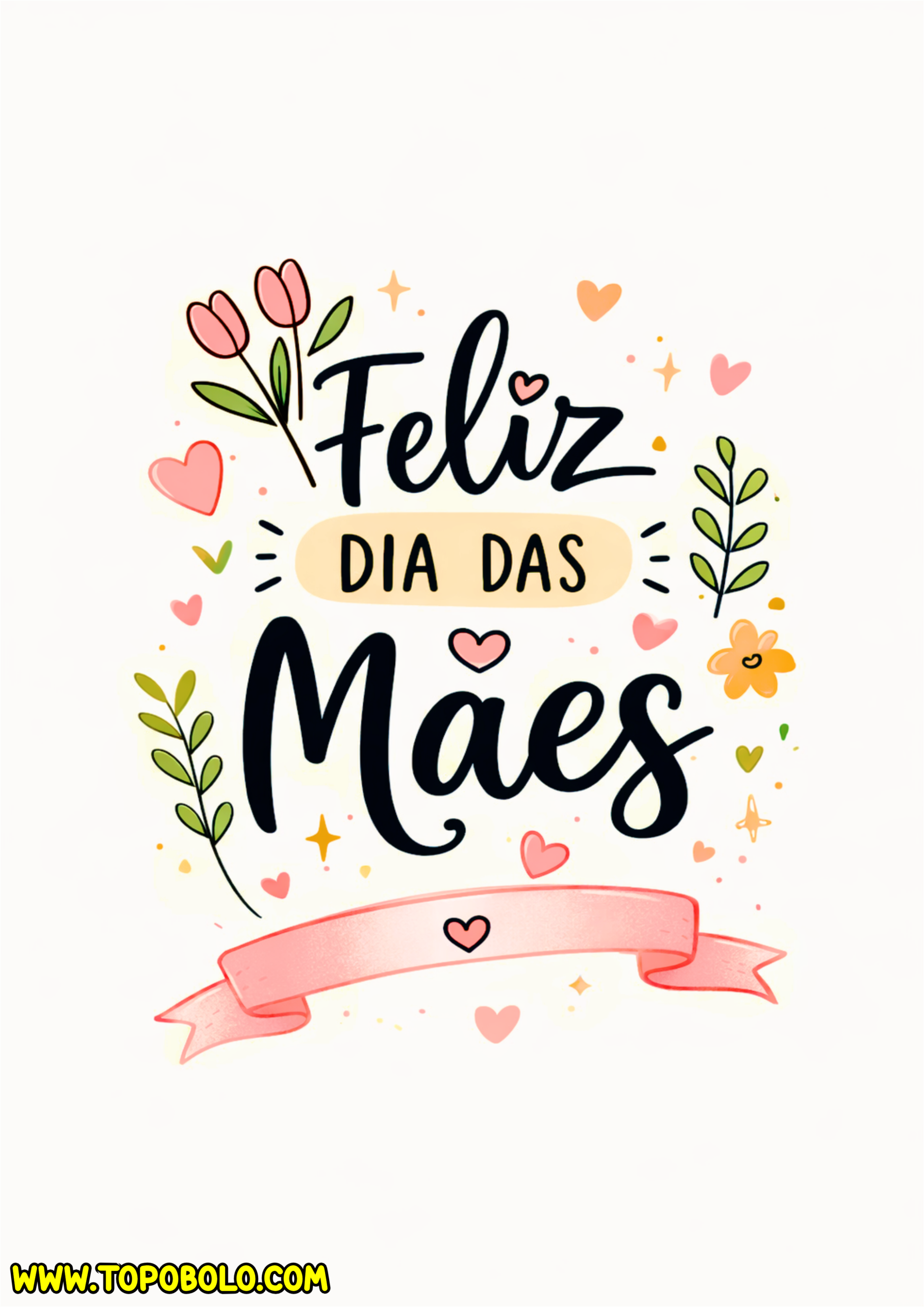 Feliz dia das mães logo para decoração desenho simples pronto para imprimir png
