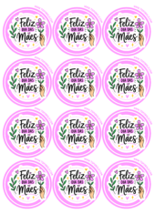feliz dia das mães adesivo redondo pronto para imprimir e decorar 12 imagens