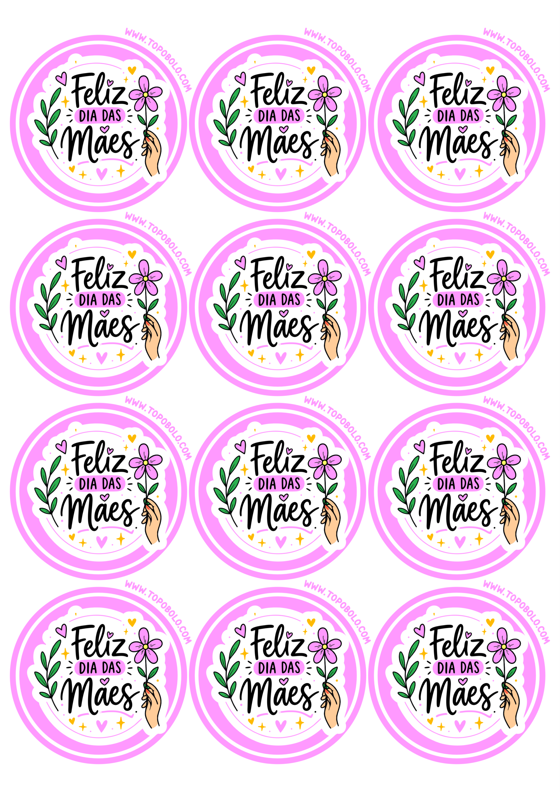 Feliz dia das mães adesivo redondo pronto para imprimir ideal para mimos e tags em geral 12 imagens png
