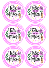 feliz dia das mães adesivo redondo pronto para imprimir e decorar 6 imagens