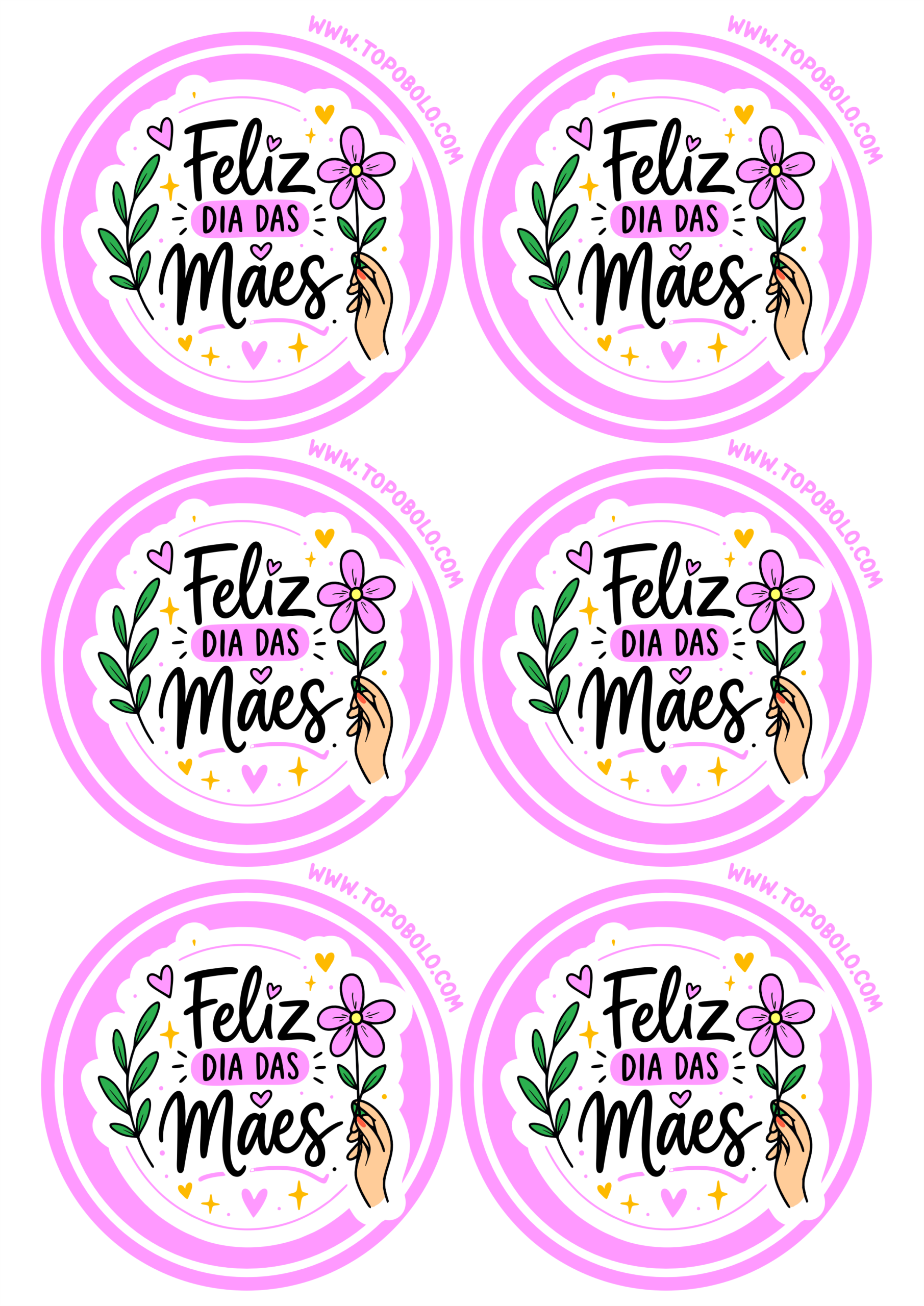 Feliz dia das mães adesivo redondo pronto para imprimir ideal para mimos e tags em geral 6 imagens png