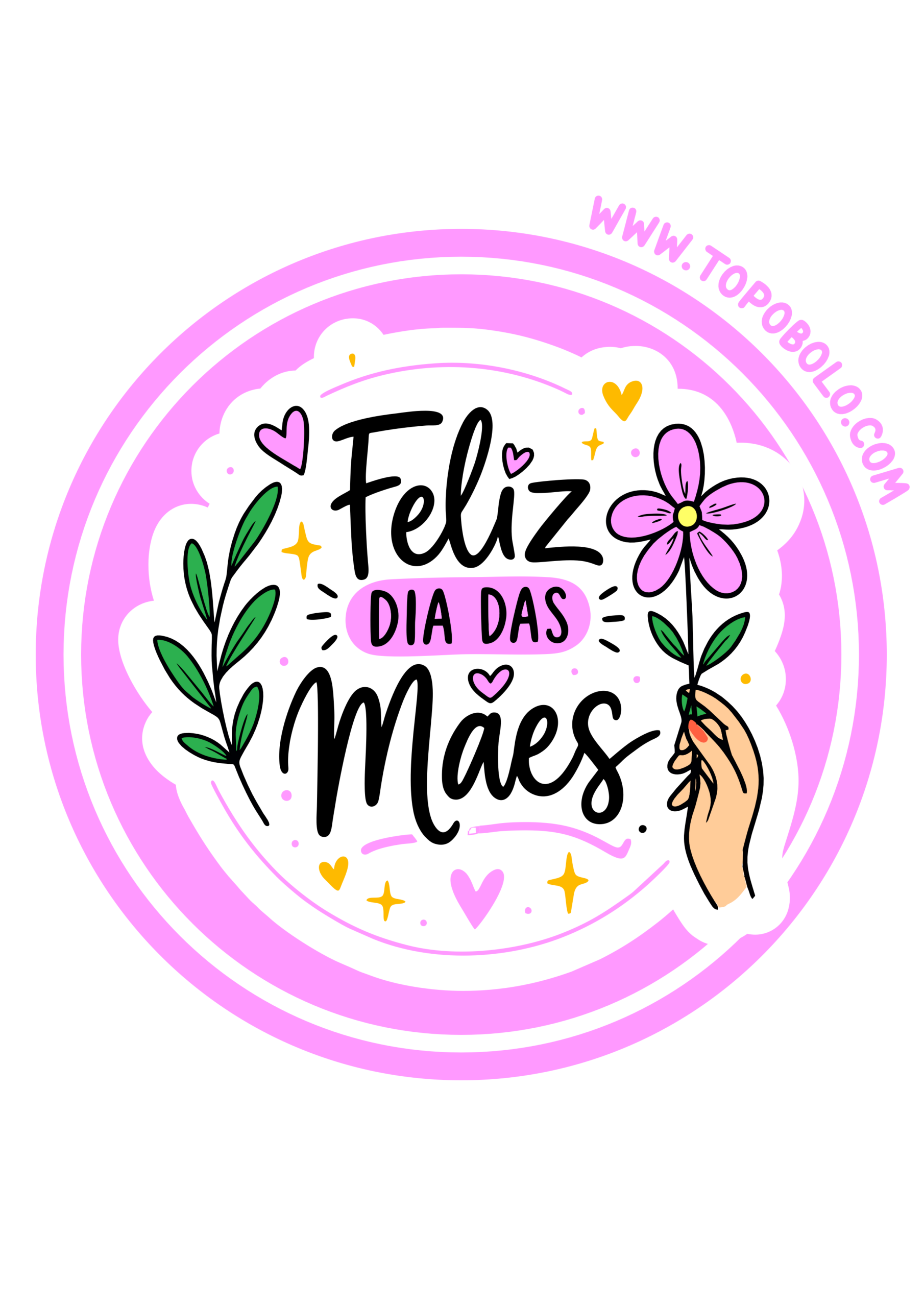 Feliz dia das mães adesivo redondo pronto para imprimir ideal para mimos painéis e tags em geral png