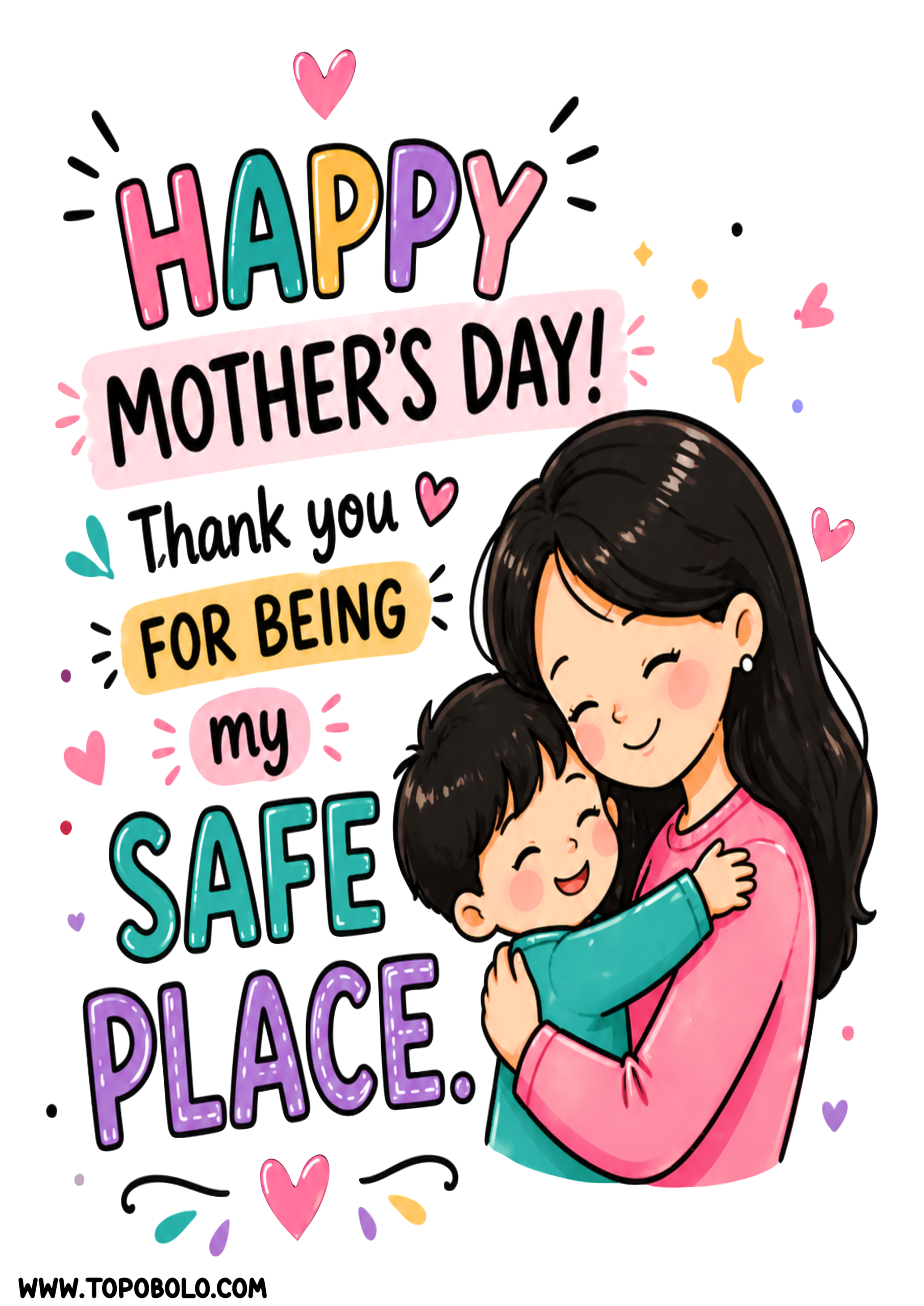 Happy mothers day free quotes printable decoration party clean background free download mom and child artwork png