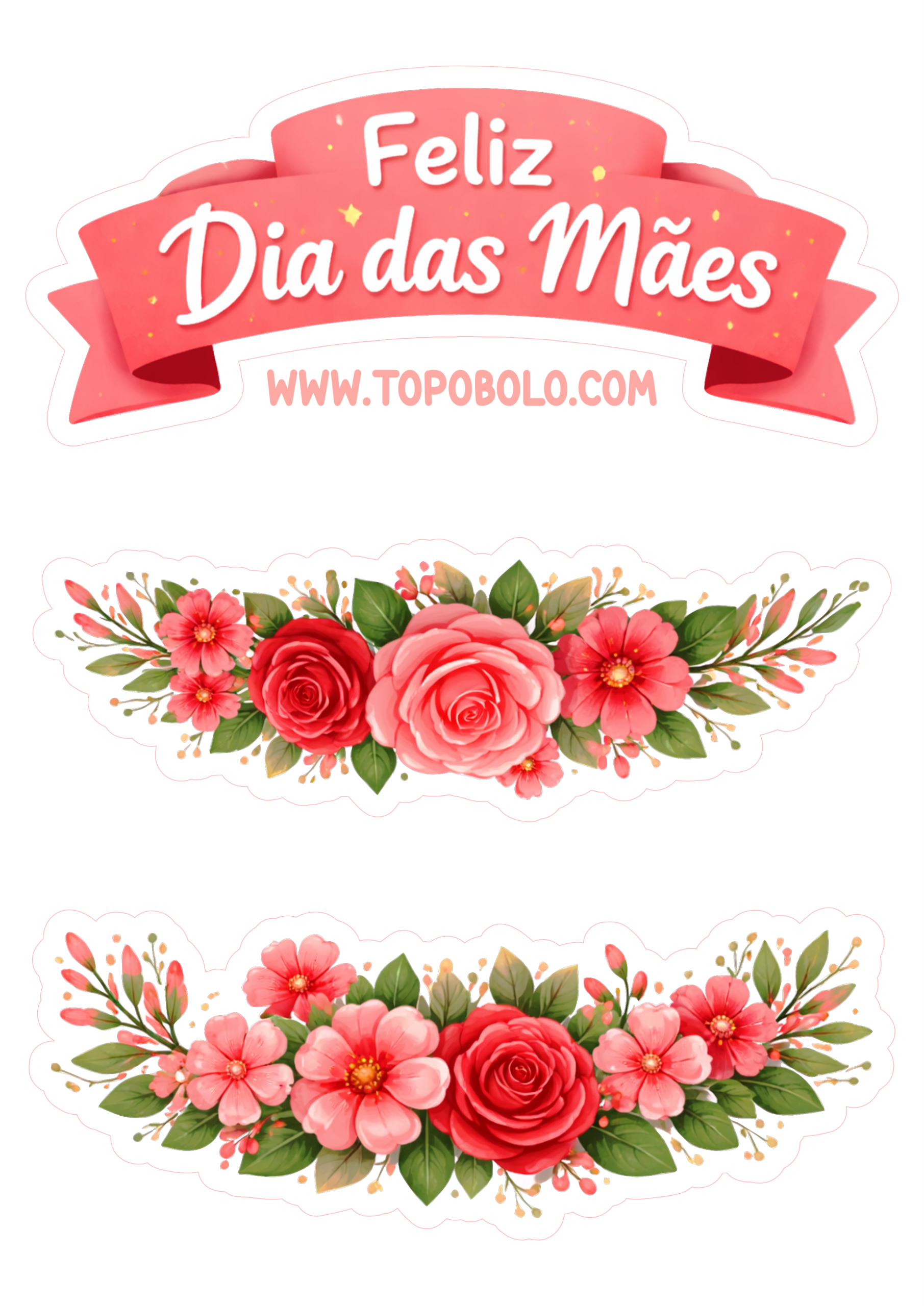 Feliz dia das mães topo de bolo para imprimir artes gráficas decorativas para a sua festa png