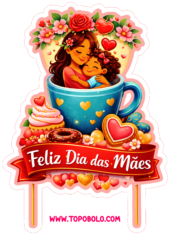 topo de bolo para imprimir feliz dia das mães 2026 papelaria de luxo