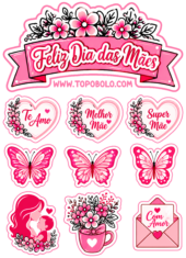 topo de bolo rosa para o dia das mães