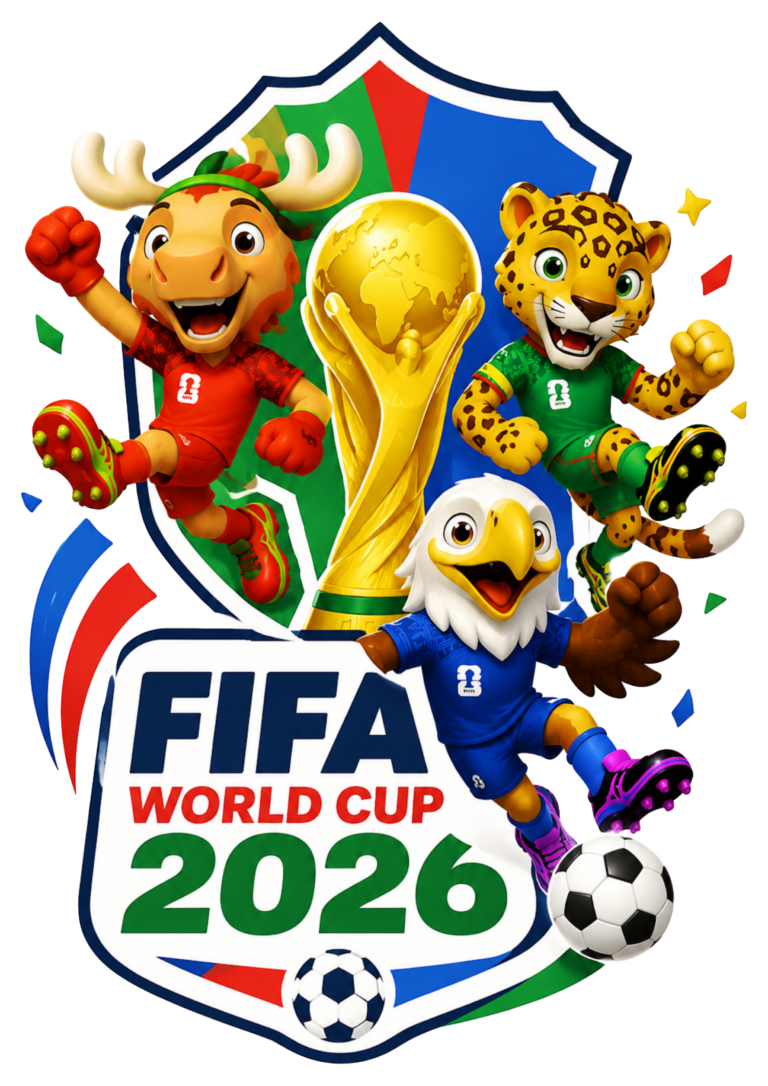 FIFA world cup 2026 mascots Maple Zayu and Clutch EUA Canada and mexico clean background logo free download png