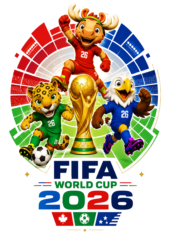 FIFA world cup 2026 logo mascots clipart clean background