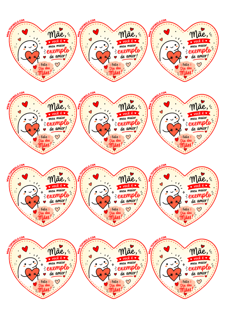 Adesivo em formato de coração para imprimir com tema dia das mães decoração criativa para mimos e presentes flork of cows 12 imagens png