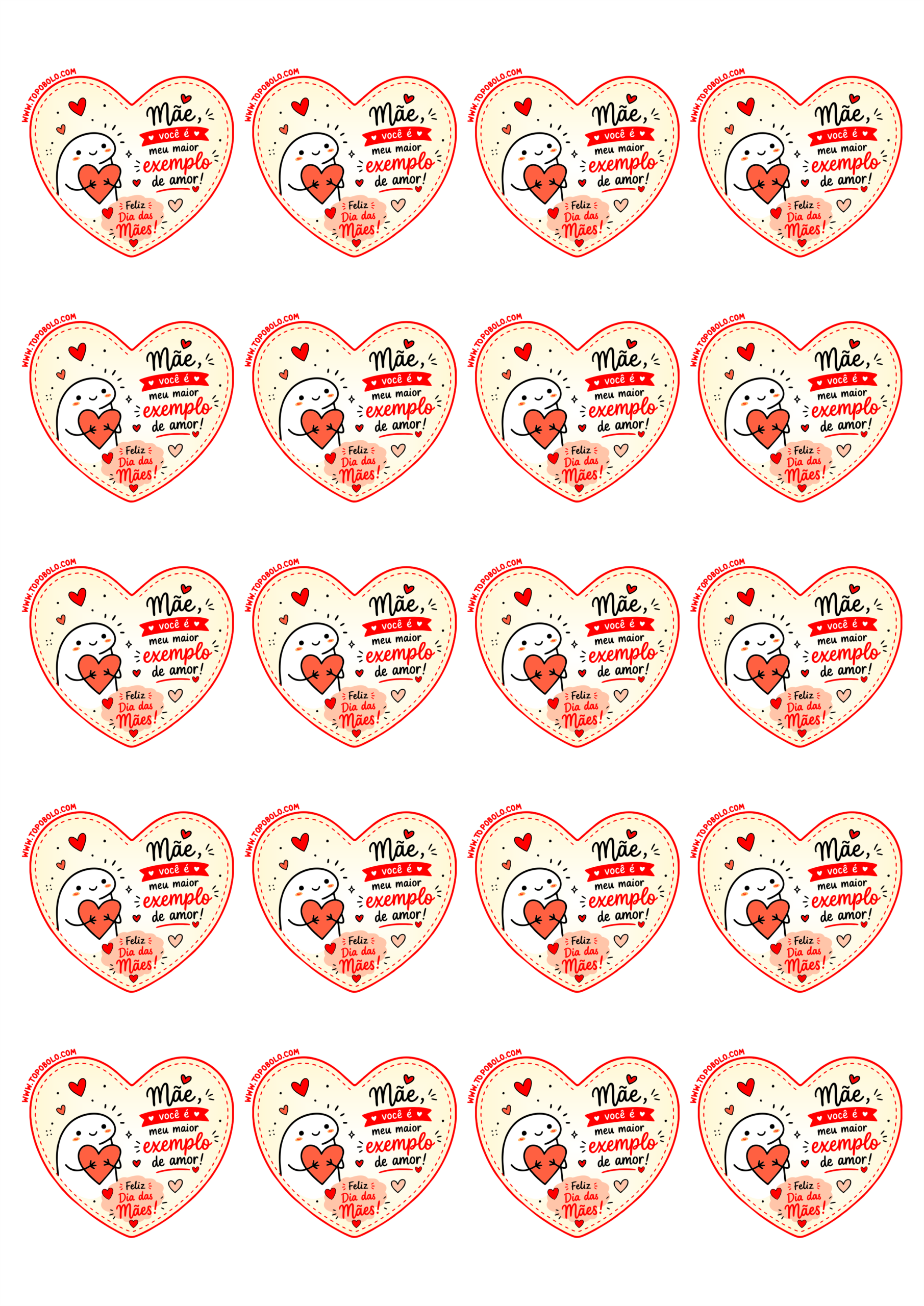 Adesivo em formato de coração para imprimir com tema dia das mães decoração criativa para mimos e presentes flork of cows 20 imagens png