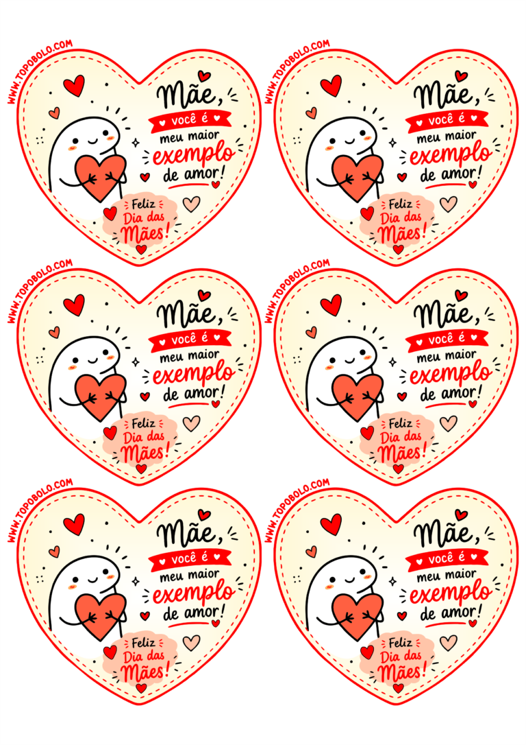 Adesivo em formato de coração para imprimir com tema dia das mães decoração criativa para mimos e presentes flork of cows 6 imagens png