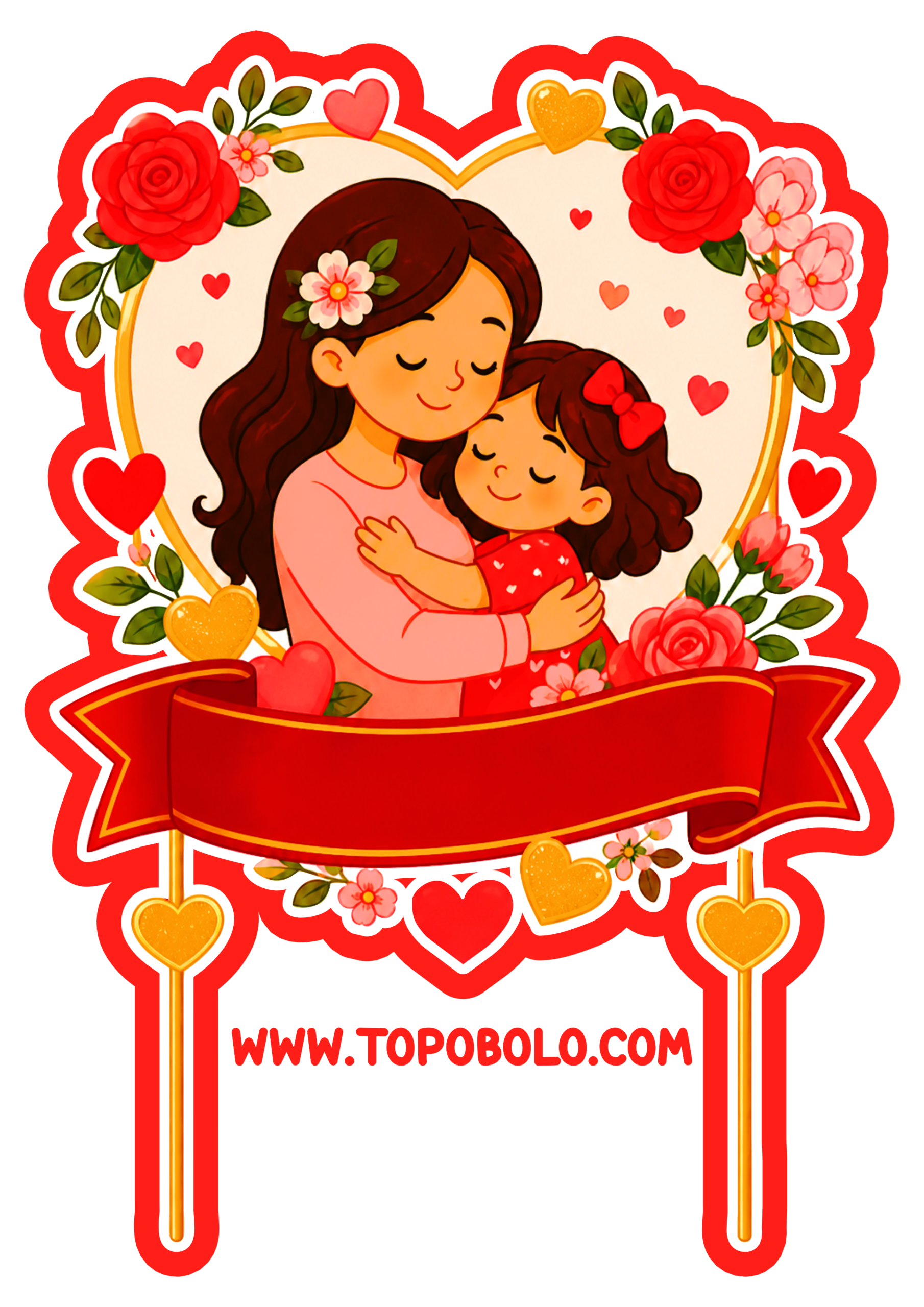 Dia das mães topo de bolo para imprimir faça você mesmo a decoração para a sua mamãe png