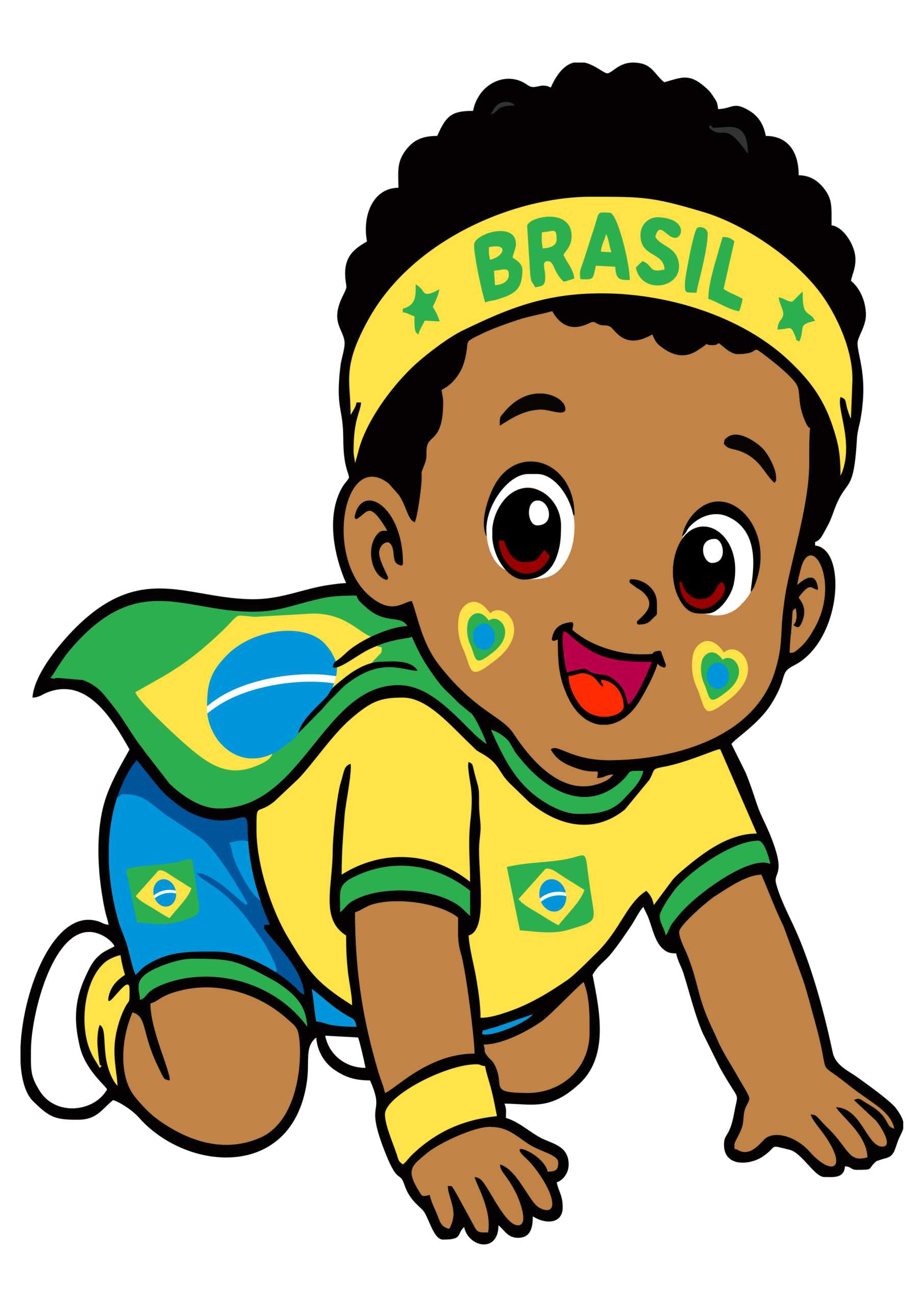 Copa do mundo 2026 menino negro bebê torcedor do Brasil desenho fofinho para decoração e designers png