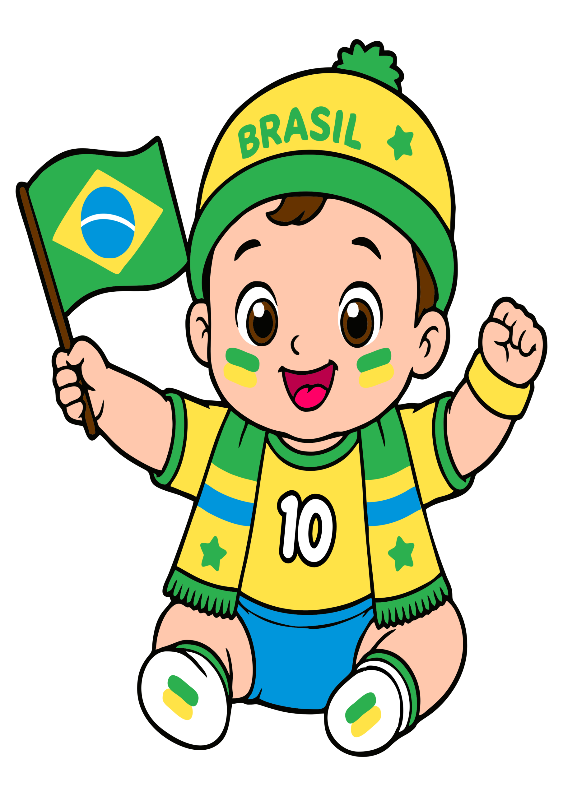 Copa do mundo 2026 menino bebê torcedor do Brasil desenho fofinho para decoração e designers png