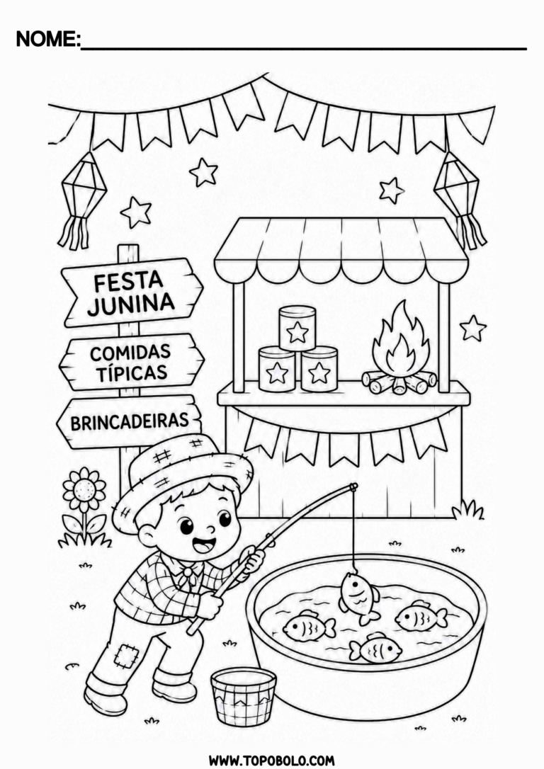 São João 2026 desenho para colorir festa junina infantil jogos e brincadeiras típicas png
