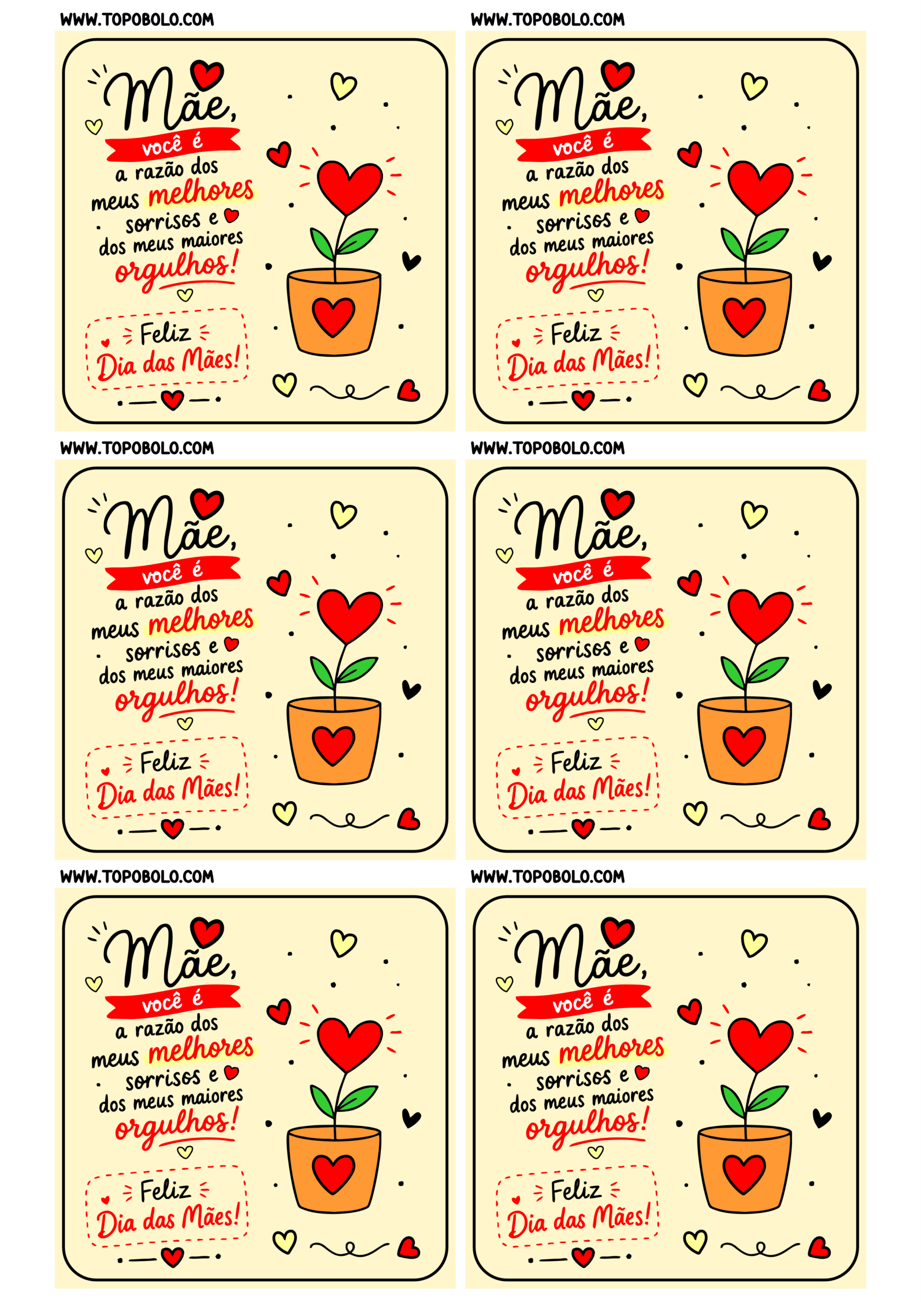 Adesivo quadrado para imprimir com tema dia das mães decoração criativa para mimos e presentes 6 imagens png