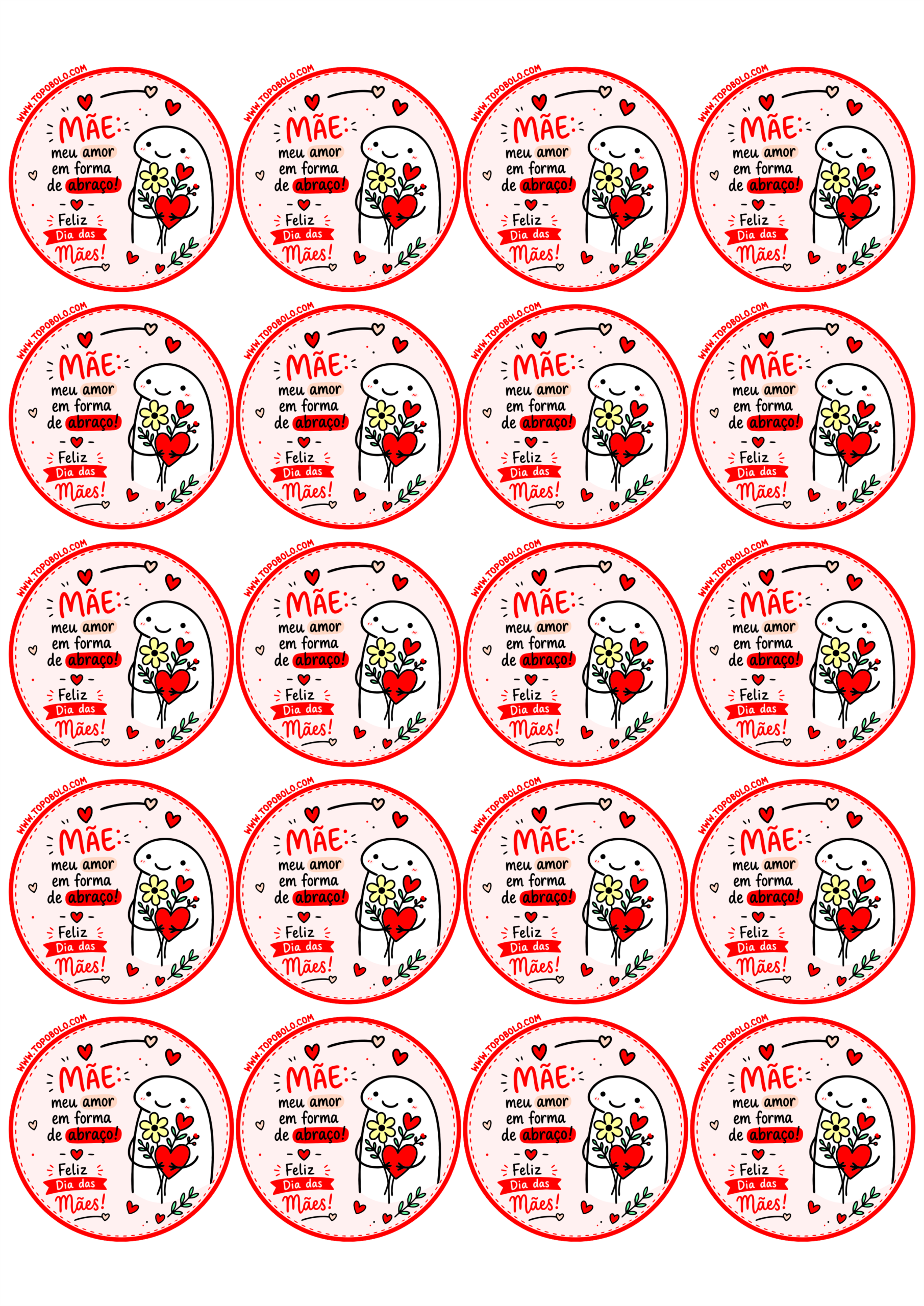 Adesivo redondo para imprimir com tema dia das mães ideal para presentes e mimos de lojinhas meu amor em forma de abraço 20 imagens png