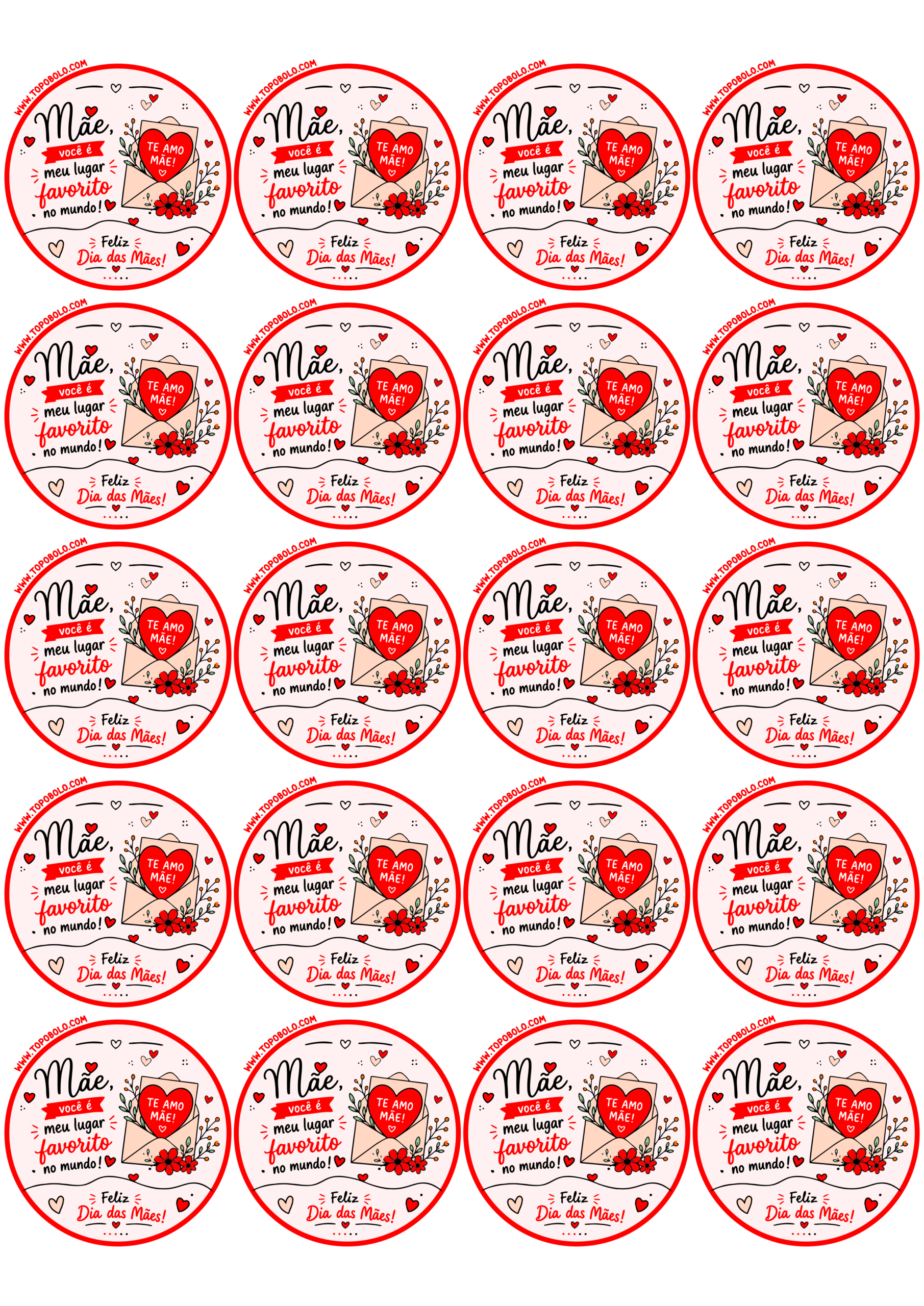 Adesivo redondo para imprimir com tema dia das mães decoração criativa para mimos e presentes 20 imagens png