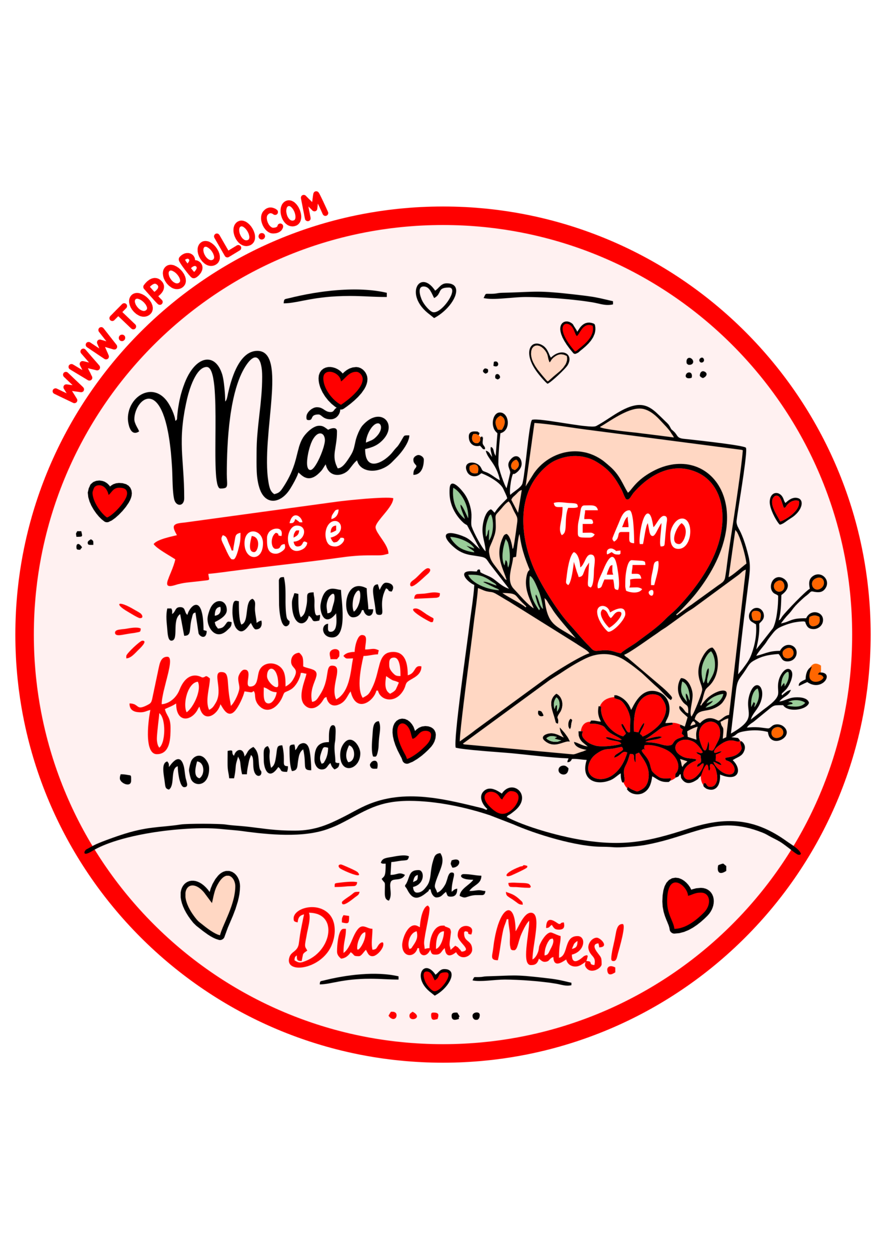 Adesivo redondo para imprimir com tema dia das mães decoração criativa para mimos e presentes png