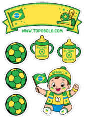 topo de bolo copa do mundo bebezinho torcedor do Brasil