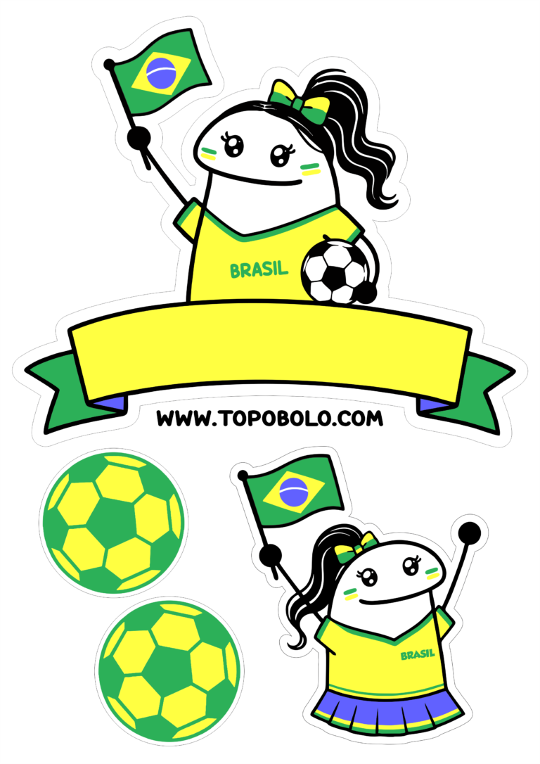 Topo de bolo flork torcedora do Brasil copa do mundo 2026 rumo ao hexa imagem engraçada figurinhas png