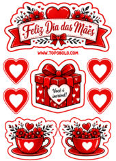 topo de bolo vermelho para o dia das mães